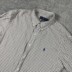 Ralph Lauren Dress Shirt Mens Extra Large Slim Fit Button Down Window Plaid